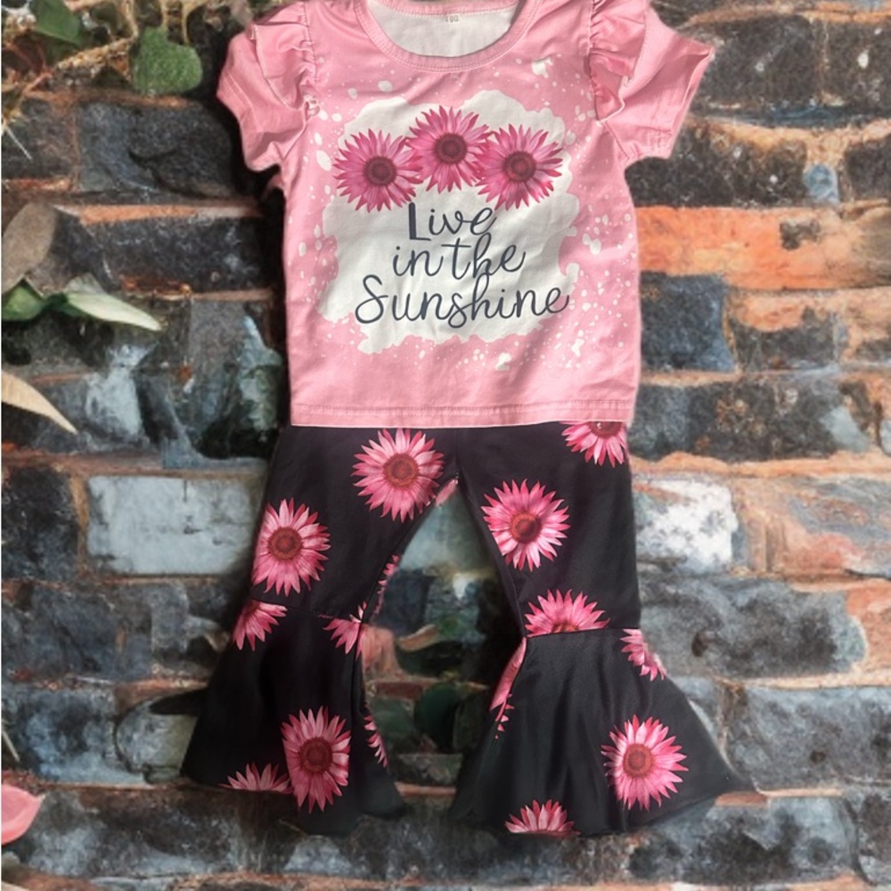 Pink and Black Floral Toddler Outfit